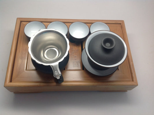 Gaiwan Tea Set With Bamboo Tea Tray #691